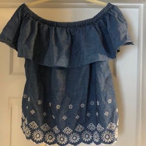 Jean off the shoulder top